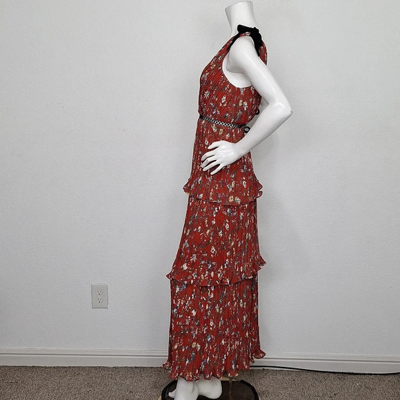 Lulus Such Sophistication Cottagecore Floral Print Pleated Bohemian Maxi Dress M - Picture 5 of 12